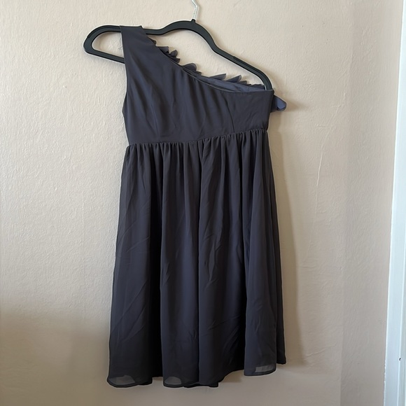 Cat Lady One Shoulder Flower Petals Gray Purple Mini Dress S - Picture 6 of 9